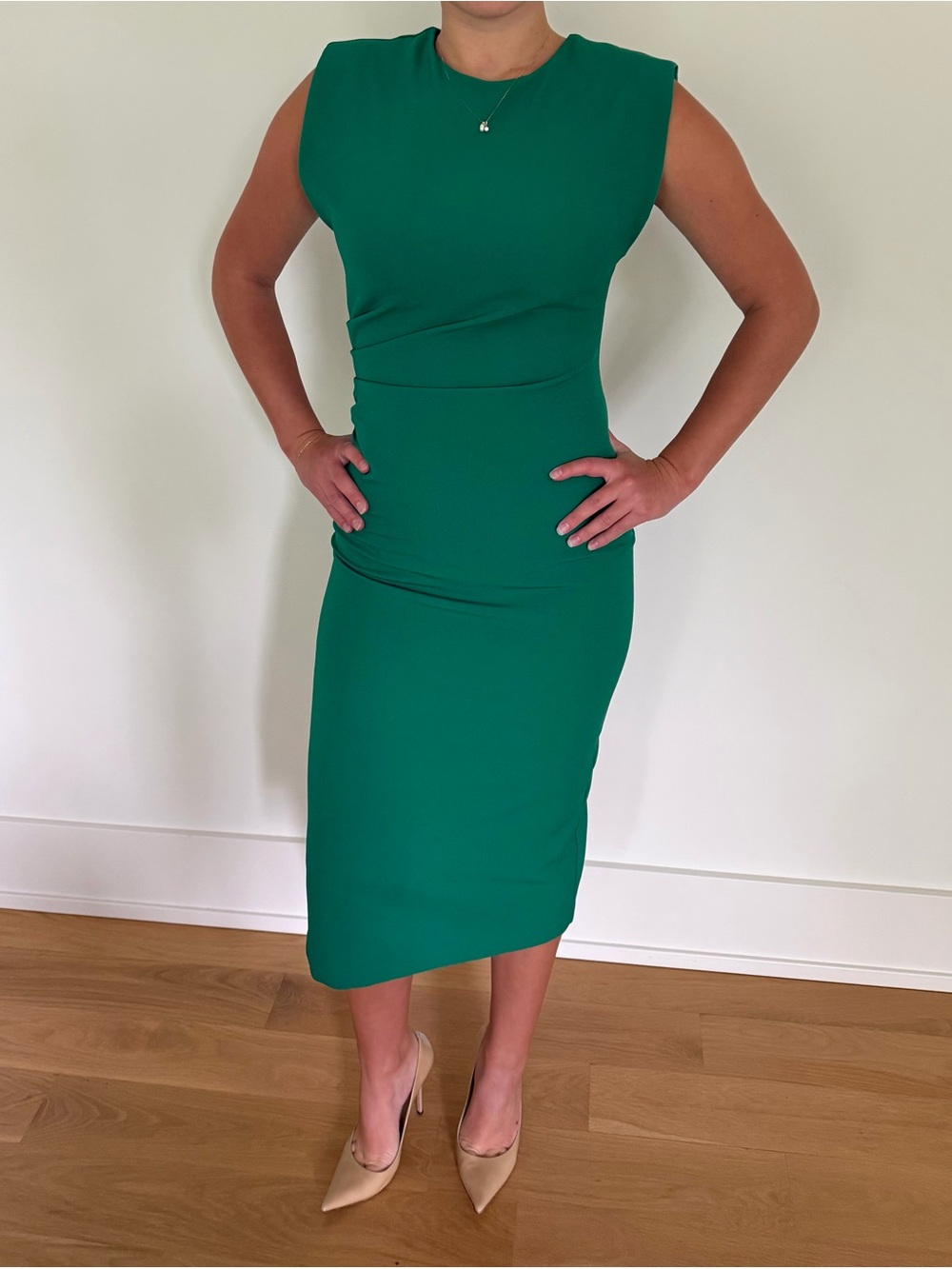 Zara Green Midi Sheath Dress - Picture 2 of 6